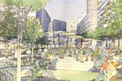 David Wardman, Green Square, watercolour