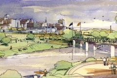 David Wardman, Liverpool CBD, watercolour