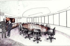 David Wardman, Boardroom, watercolour