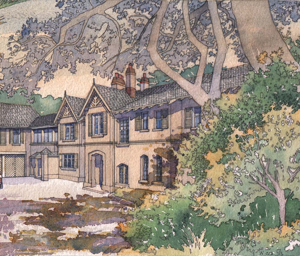 David Wardman, Double Bay House, watercolour